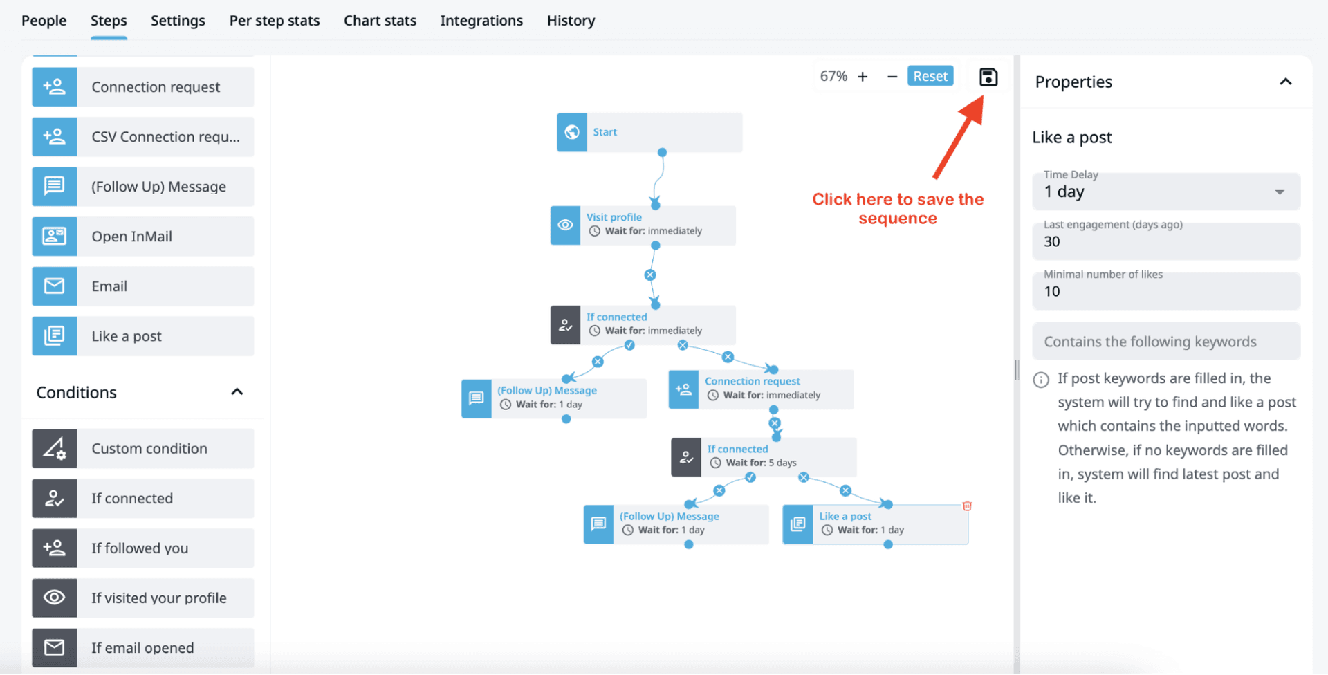 Marketing funnel automation workflow screenshot