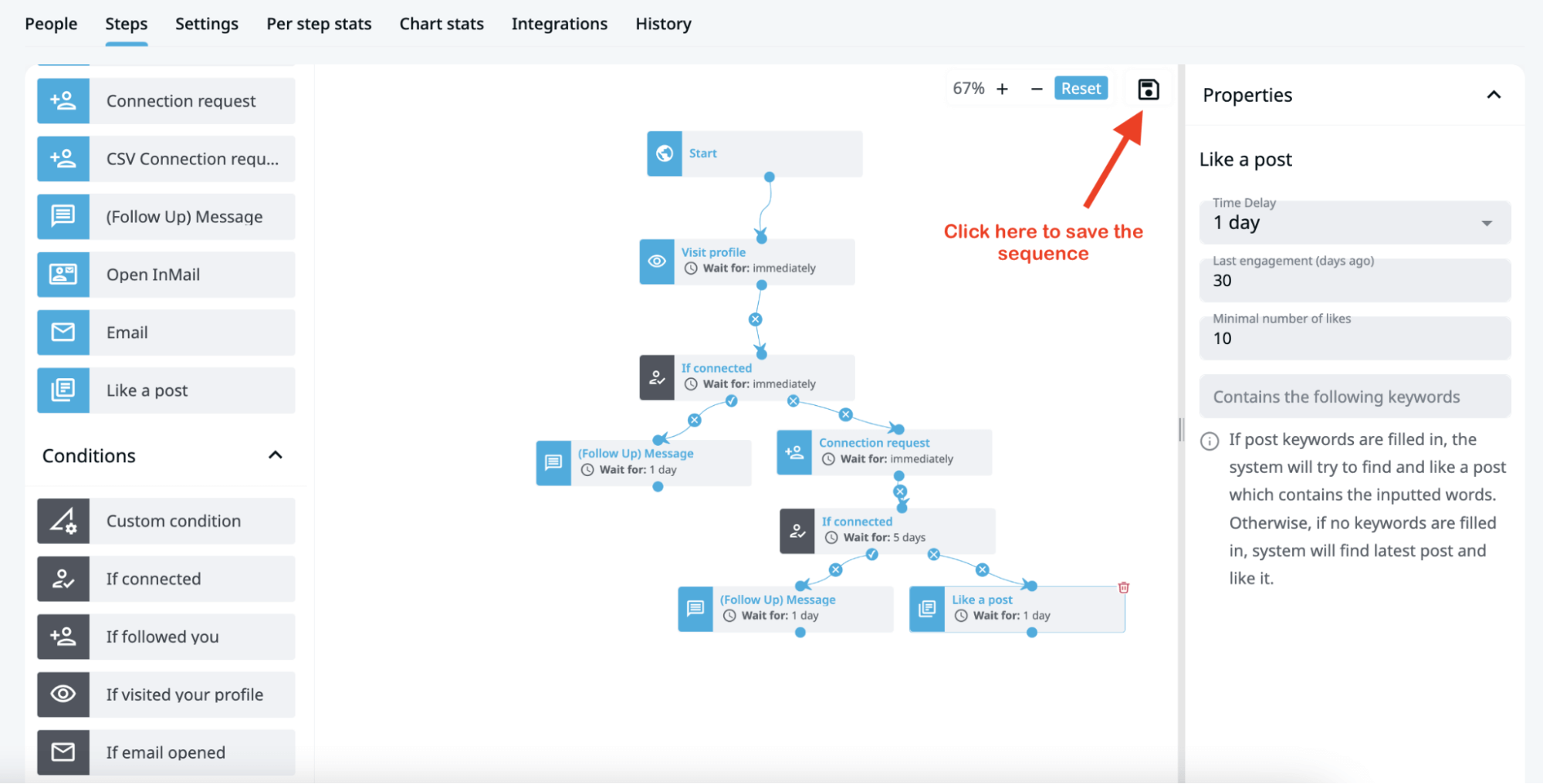 Marketing funnel automation workflow screenshot
